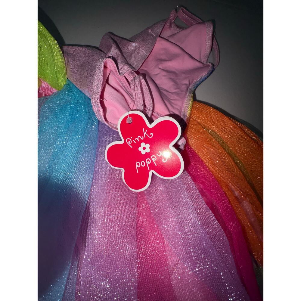 Pink Poppy Girls Mermaid Costume Rainbow Tutu Dress Up Outfit Size 5 6 - Picture 4 of 7